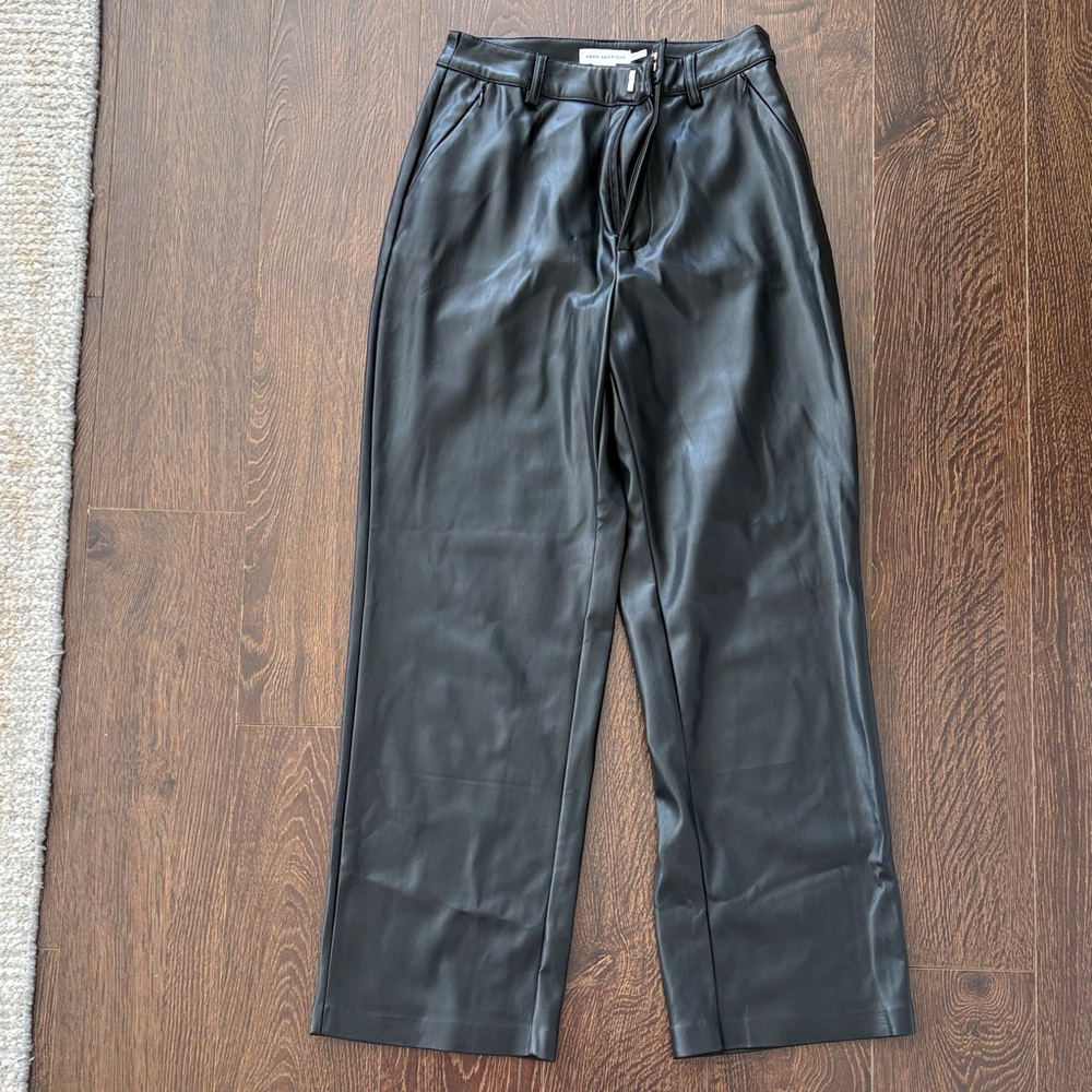 Good American Black Leather Trousers